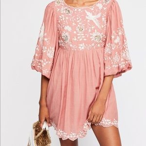 Free People Embroidered boho mini dress